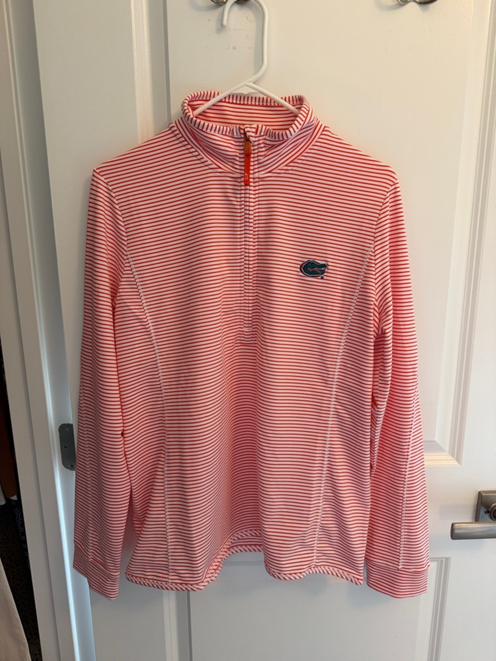 Vineyard Vines Florida Gators Striped Quarter-Zip Pullover in Orange & White